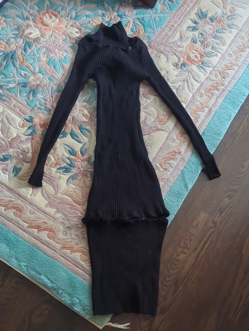 Who What Wear Black Ribbed Turtleneck Midi Dress